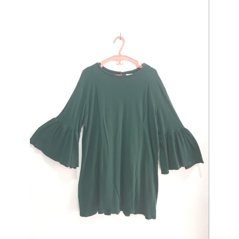 preloved. baju dress hijau emerald