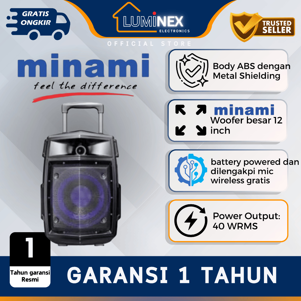 Speaker 12 inch Portable Bluetooth MINAMI Partybox 180