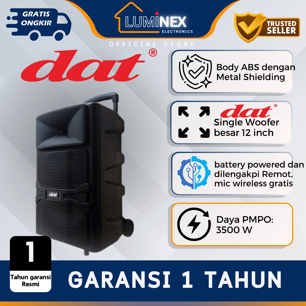 Speaker 12 inch Portable Bluetooth DAT DT 1201 FT