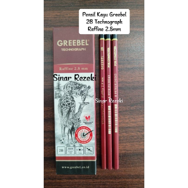 

1 buah!!7019!Pensil kayu 2B Greebel technograph raffine/pensil kayu