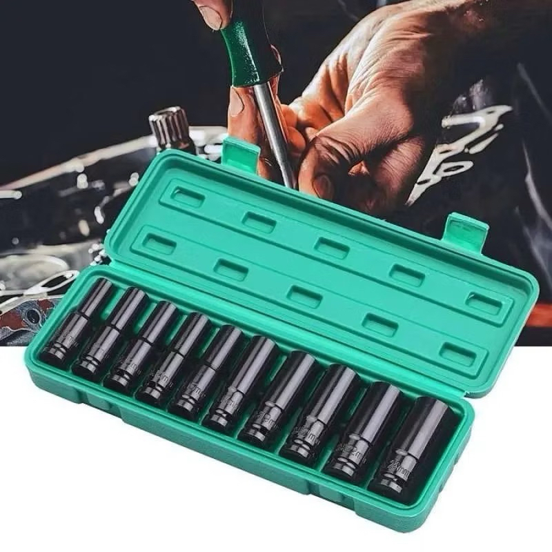 10Pcs Mata Socket 1/2‘’ 8-24mm Impact Kunci Socket/Kunci shock Impact socket set/Impact sock impact 