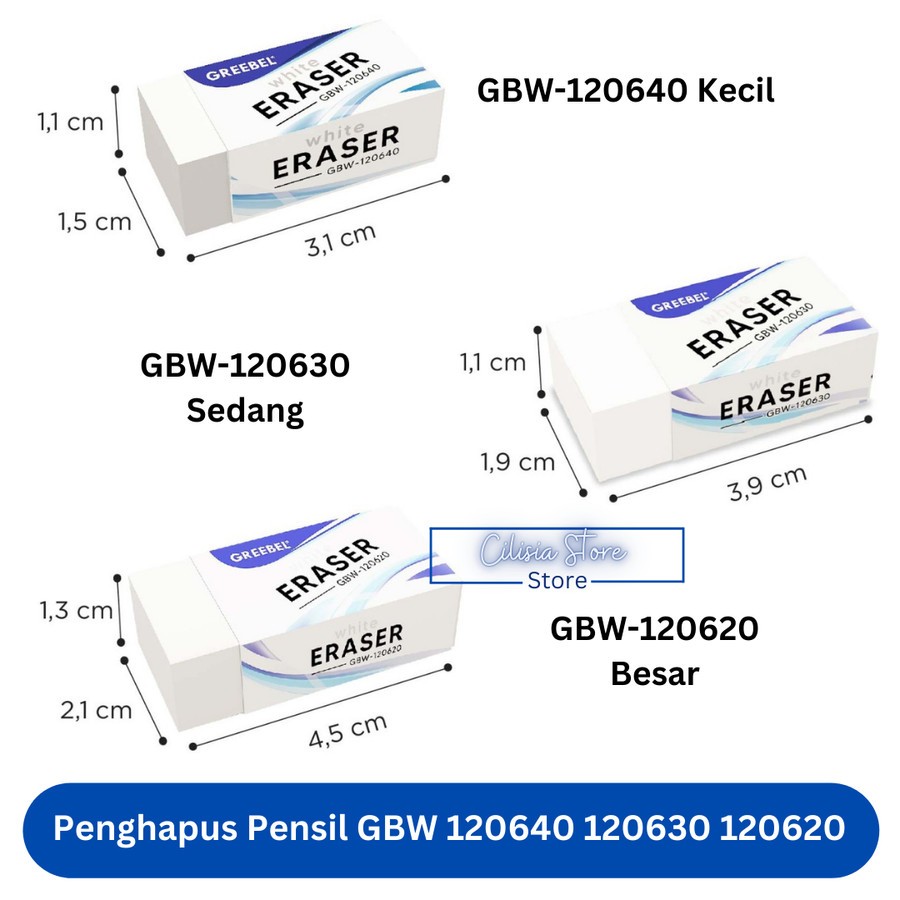 

Penghapus Pencil Greebel GBW 120640 120630 120620 Putih Eraser Hapusan Pensil