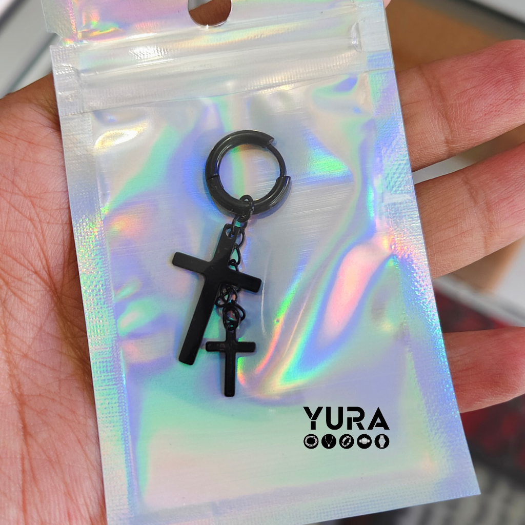 ANTING SALIB ANTING SALIB PRIA ANTING SALIB WANITA ANTING SALIB TITANIUM ANTI KARAT DAN LUNTUR ANTIN