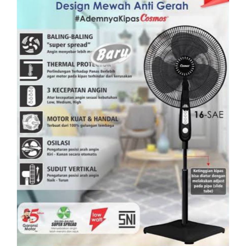 Kipas angin berdiri 16inc, Stand fan COSMOS 16-SAE