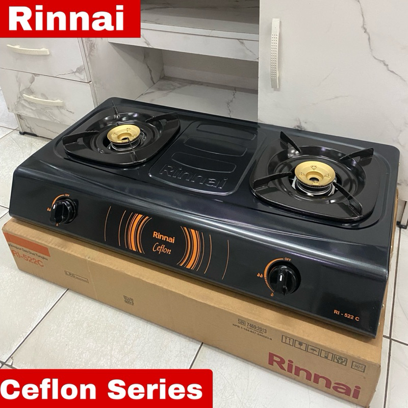 Kompor Rinnai 2 Tungku Ceflon RI-522C / Kompor Gas Rinnai RI 522 C