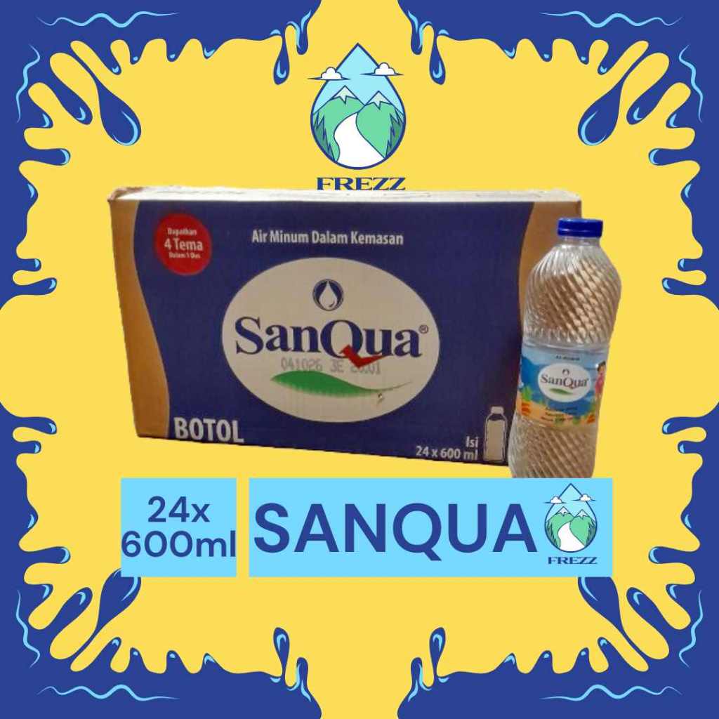 

(INSTANT) SANQUA Dus 600ml Isi 24 Pcs Per Karton - READY Air Kemasan Botol, GALON, GELAS, 330 ML, 600, 1500ML Minuman Kardus