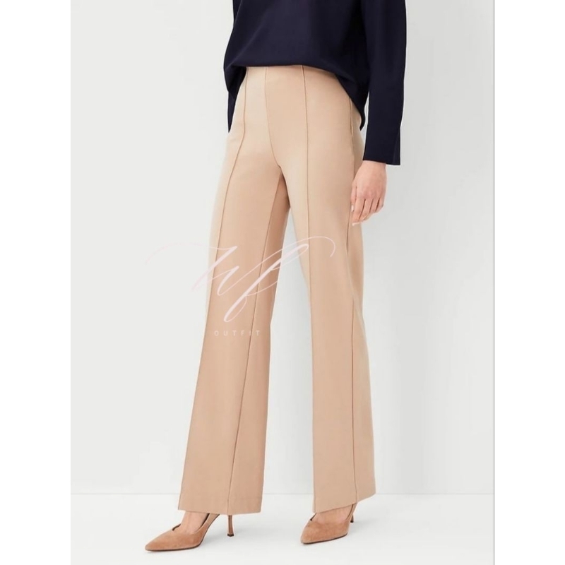 Celana Kulot Scuba zipper highwaist List depan / KULOT WANITA RESLETING