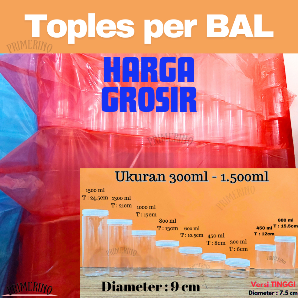 1 Bal Toples Tabung Bulat Silinder per BAL / Toples Plastik Toples Kue Toples Petak Toples Bening Ja