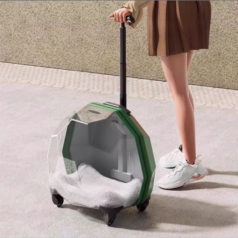 Koper Troli Kucing Anjing Transparan Transparent Cat Carrier Box Hewan Outdoor