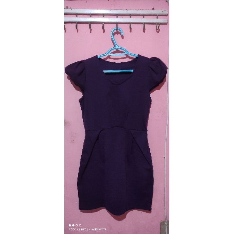 dress remaja ungu tua preloved