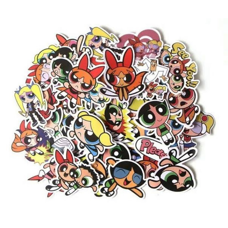 

50 PCS Stiker Powerpuff Girl free 7 random stiker laptop anti luntur