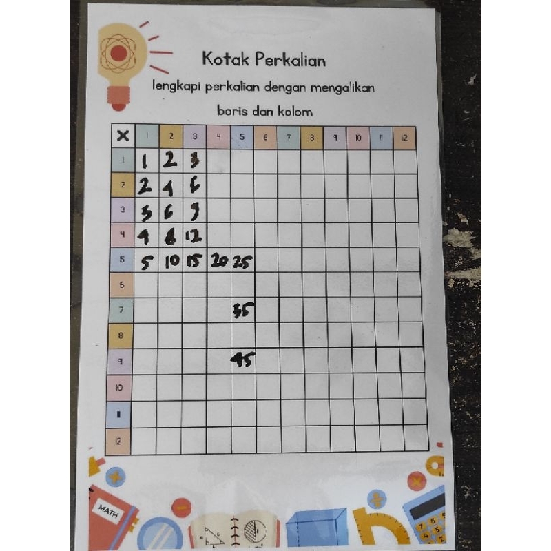 worksheet perkalian