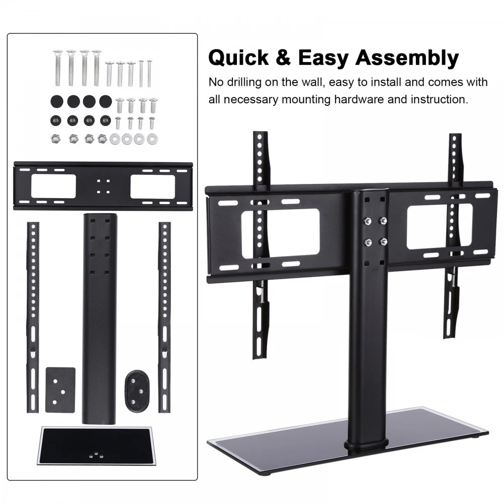 Bracket Braket Breket Holder Stand Mount Kaki Dudukan Tiang Base TV Monitor Meja Tabbble Desk Adjust