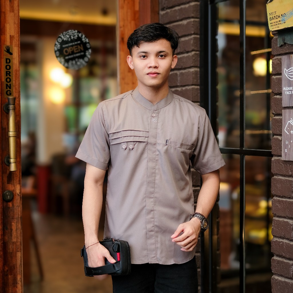 Baju Koko Elrumi Terbaru Lengan Pendek Motif Ajhi