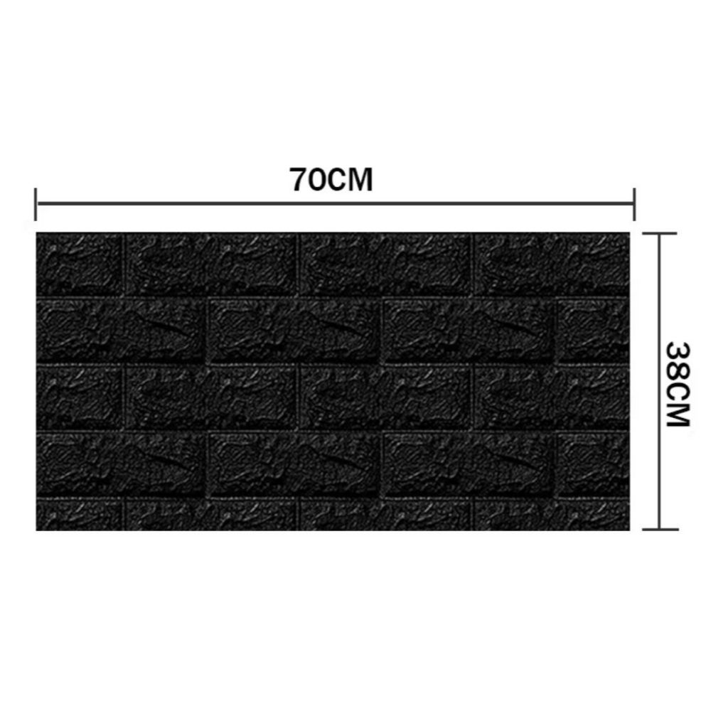 Wallpaper Hitam 3D foam batu bata stiker timbul PAKET 10 LEMBAR