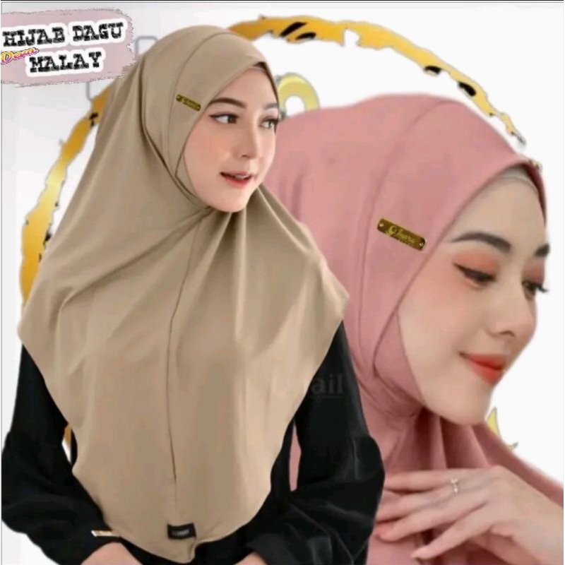 HIJAB INSTAN BERGO DAGU MALAY SIZE M Bahan Jersey lembut adem nyaman fi pakai
