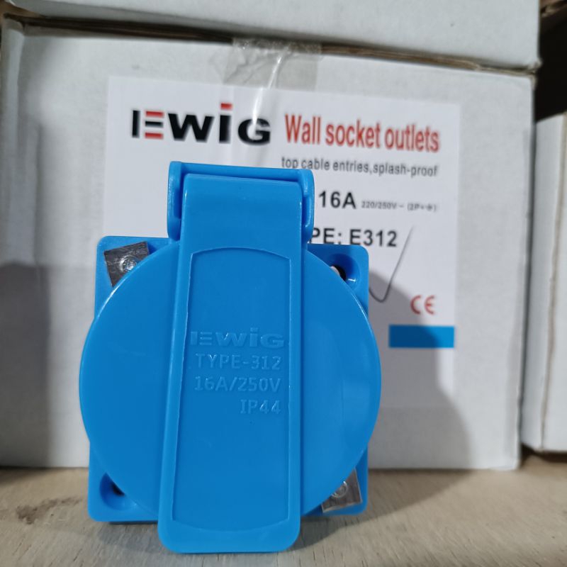 Panel mounting 2pin 16A Ewig Soket panel mounting  2P 16A Soket colokan AC genset