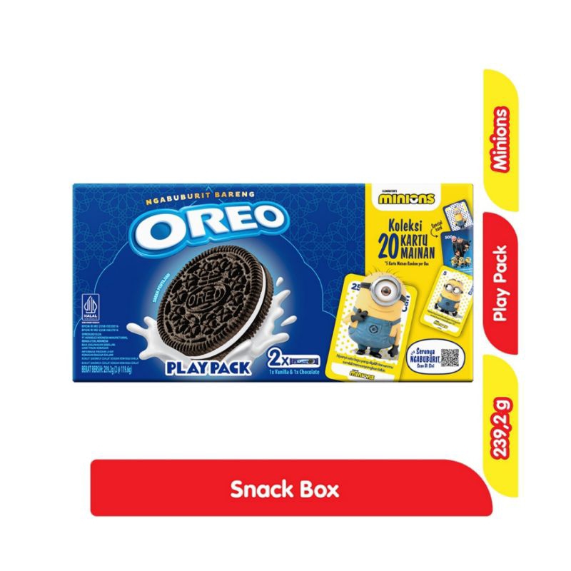 

oreo play pack Minions biskuit krim vanila & cokelat box 239.2g