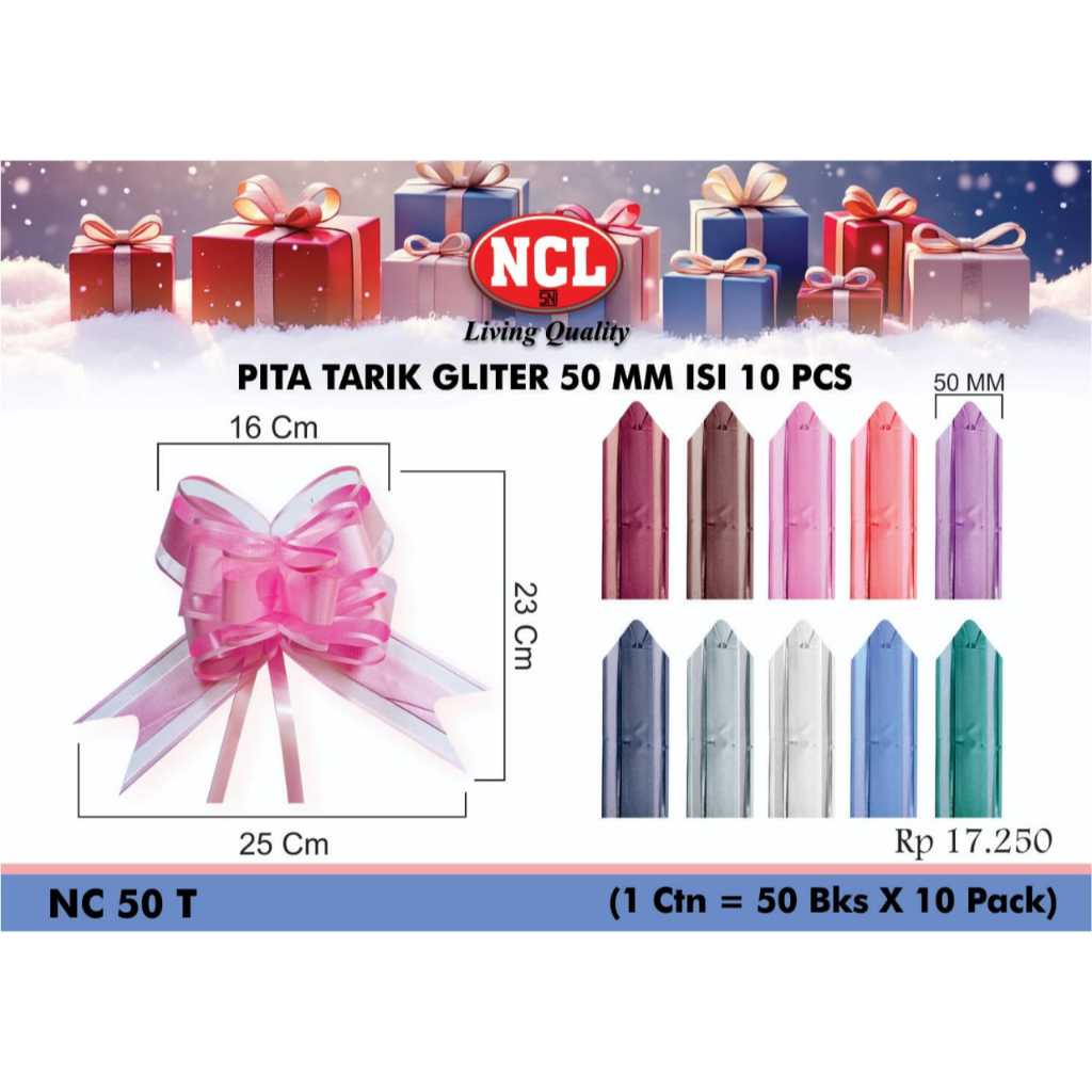 

PITA TARIK GLITTER 50MM ISI 10 NC 50T NCL