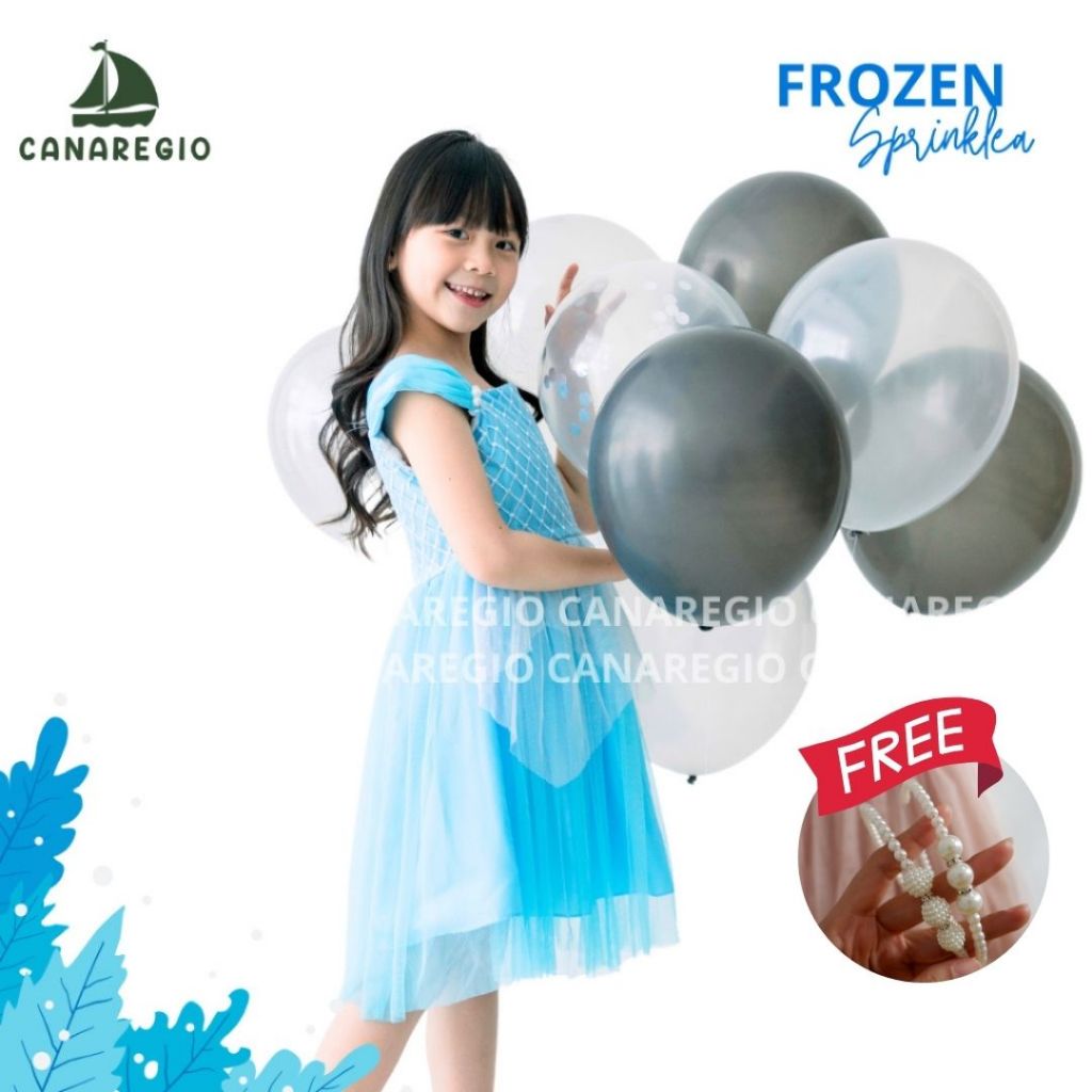 Baju Frozen Springkle / Anak Perempuan Dress Frozen Elsa / Frozen Springkle 1-8 Tahun Cantik/ FREE B