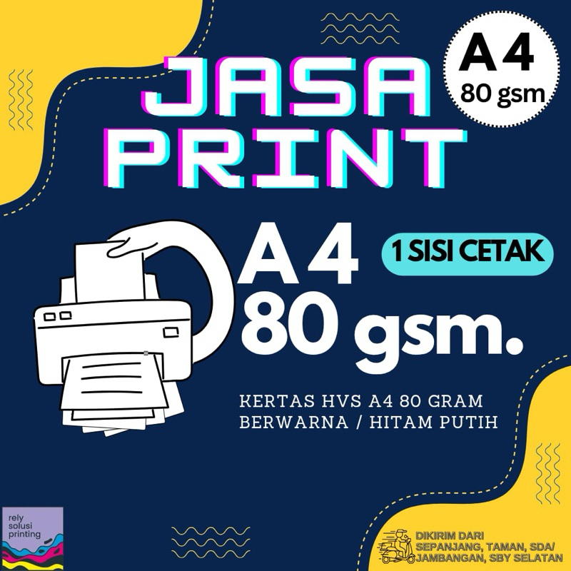 

Print HVS A4 80gsm Cetak 1 Sisi