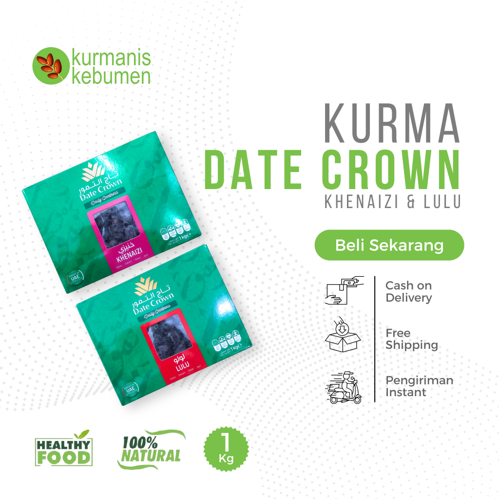 

Kurma Date Crown Khenaizi dan Lulu Kemasan Box Premium Original 1kg