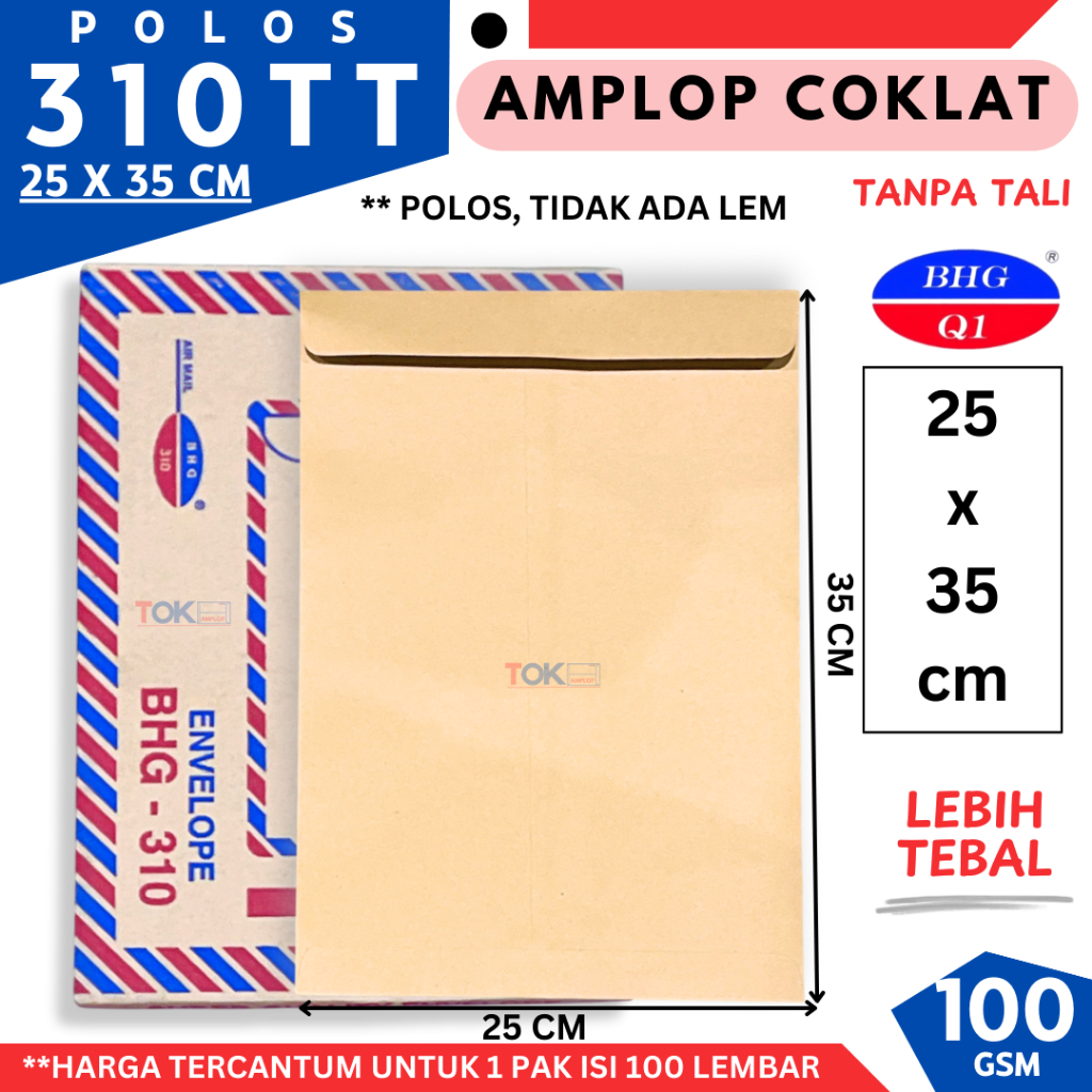 

InJO Amplop Folio Tebal 100 GSM 25x35cm ( POLOS 310 TALI / TANPA TALI )