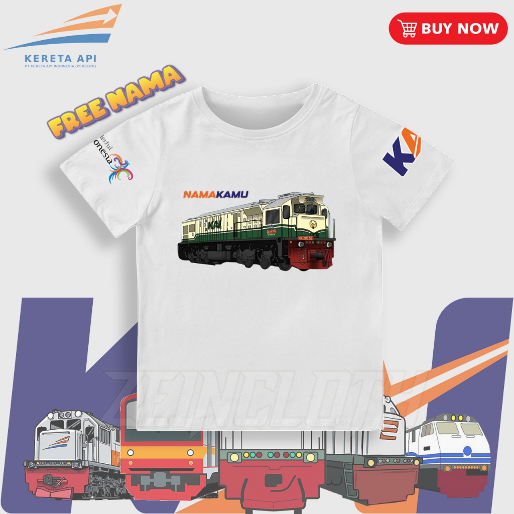 Kaos Anak Lokomotif Kereta Api Vintage / Baju Anak Lokomotif KAI