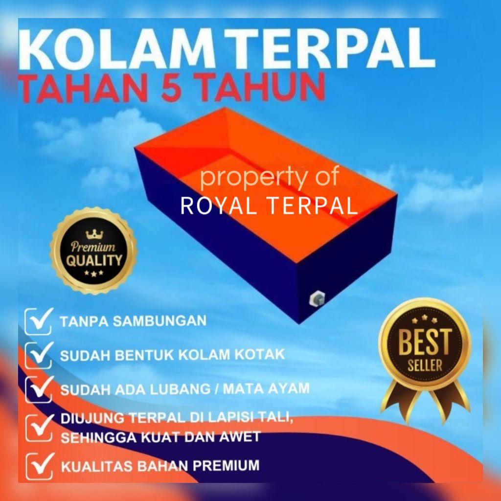 Kolam Terpal 200x300x60 / 2x3x0,6 Kolam Terpal Kotak Impor Korea Budidadya Ikan Lele , Nila , Gurame