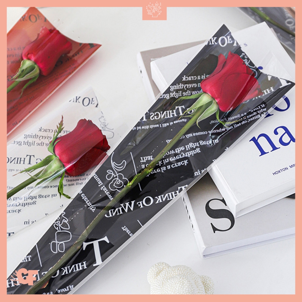

50 LEMBAR Plastik Single Wrapping Mini Quotes Single Flower Wrapping Plastic Single Flowers Cellophane SF24