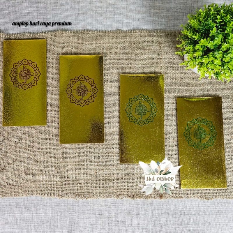 

10 Lembar Amplop lebaran angpau lebaran premium emas poly embos HK uk L panjang