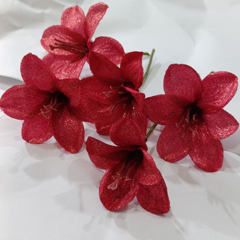 cucuk pucuk rejuna gliter merah / tangkai pucuk rejuna merah/ cucuk semanggi pucuk untuk hairdo sang