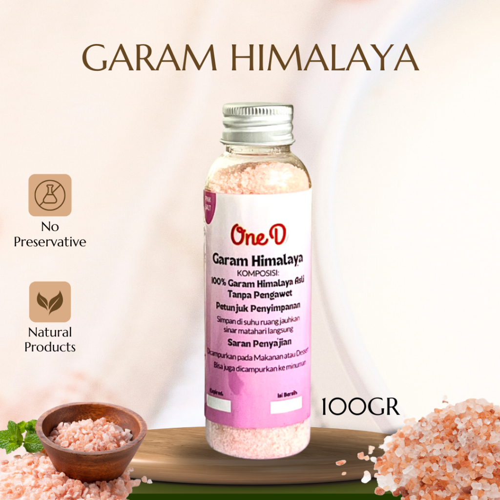 

OneD Garam Himalaya Pink Salt 100GR Pure Original Untuk Diet Sehat Alami