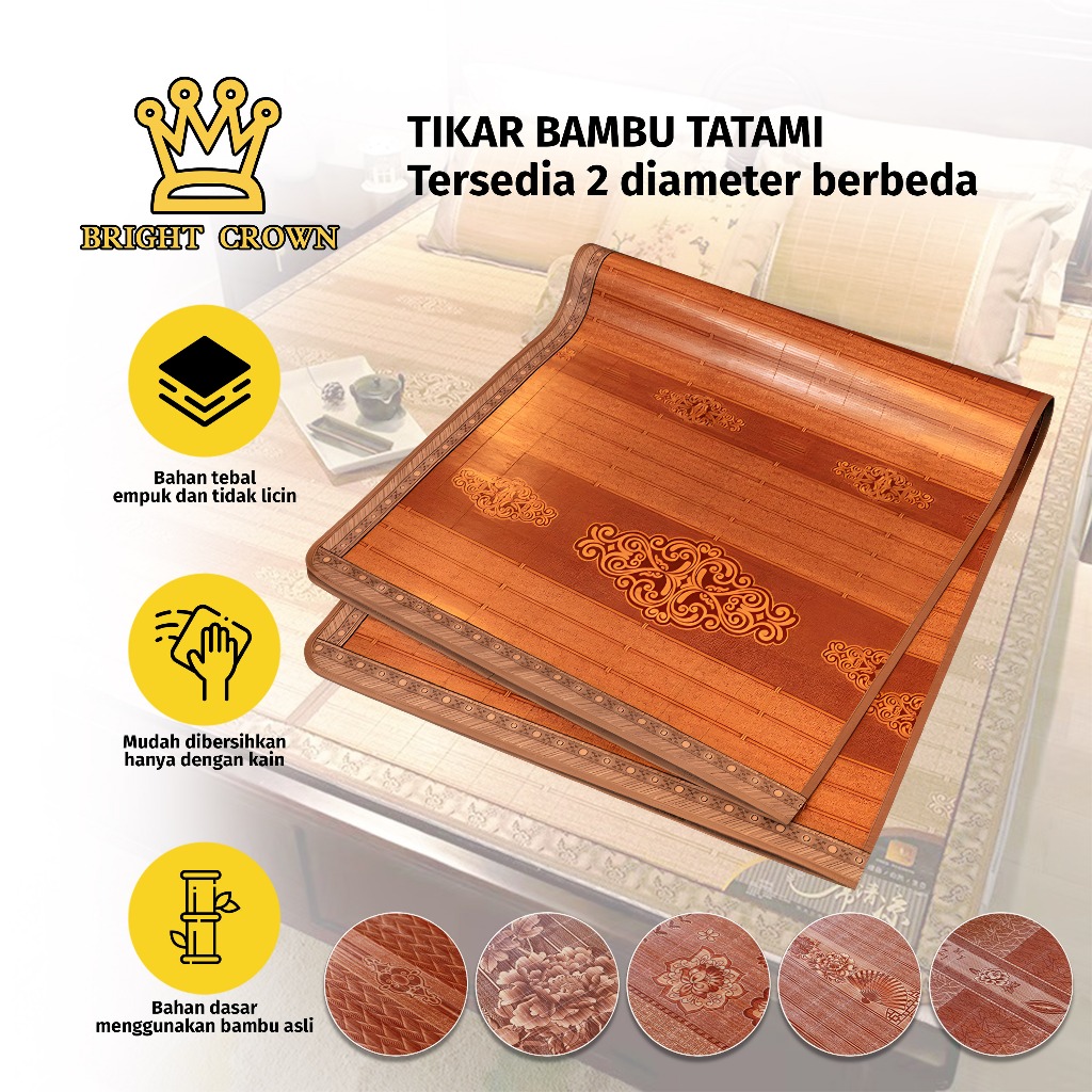 Bright Crown FREE BAG Tikar Bambu Tatami / TIkar Lipat Bambu Tatami 2 Ukuran 5 Motif PREMIUM