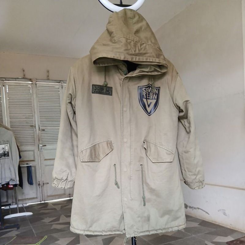 Jacket canvas denim super tebal SEVEN TEEN 17 army second Original puring dalam serva lembut hangat 