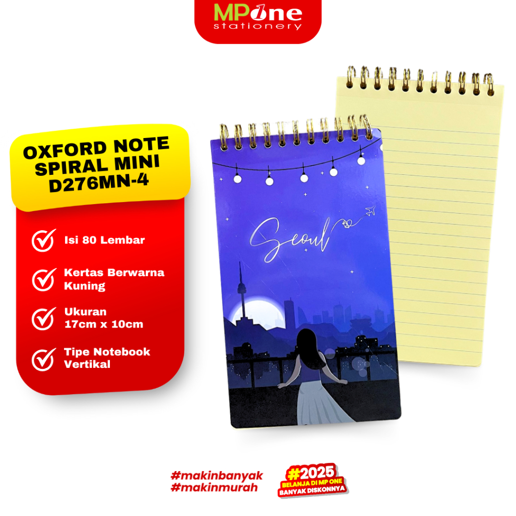 

Oxford Notebook Spiral Mini D276MN-4 / NoteBook Spiral Ring Vertikal Isi 80 Lembar / Buku Catatan Serbaguna Oxford D276MN-4