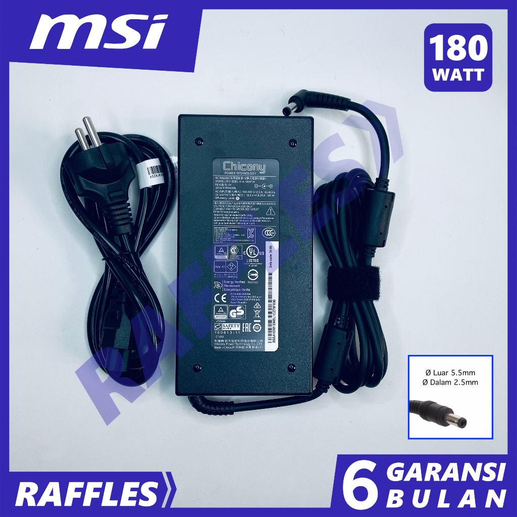 Adaptor Charger MSI Chicony 19.5V 9.23A 180W colokan diameter 5.5 mm