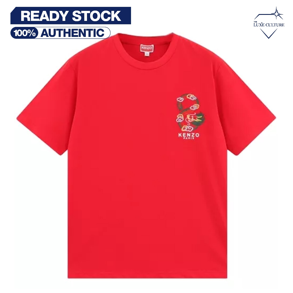 Kenzo Dragon Embro Pocket Red / Kaos Branded Original