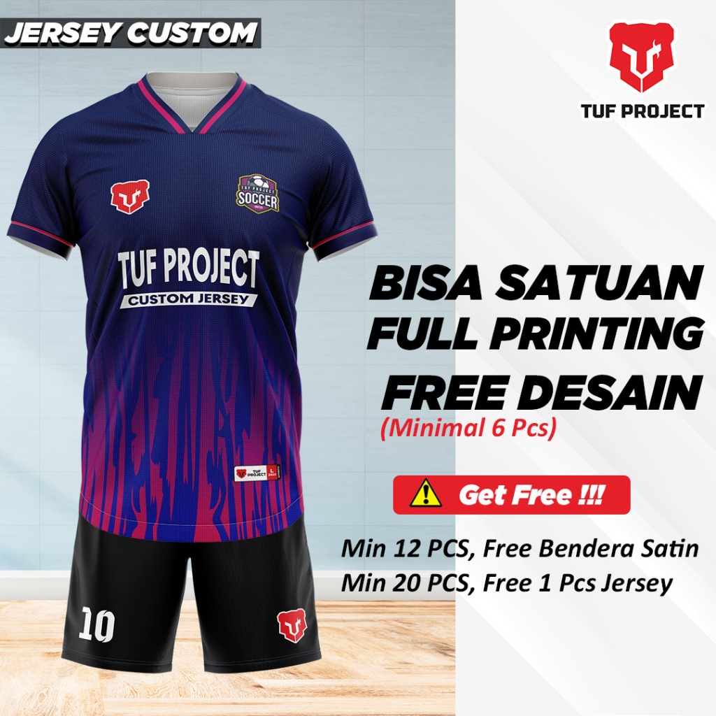 Jersey Custom Full Printing Futsal Sepak Bola Voli Badminton Free Nama Nomor Logo Sponsor Volly Voll