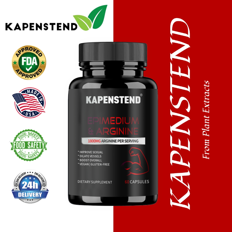 KAPENSTEND Horny Goat Weed + L-Arginine - Vegan & Bebas Gluten, 250mg Horny Goat Weed & 1,800mg L-Ar