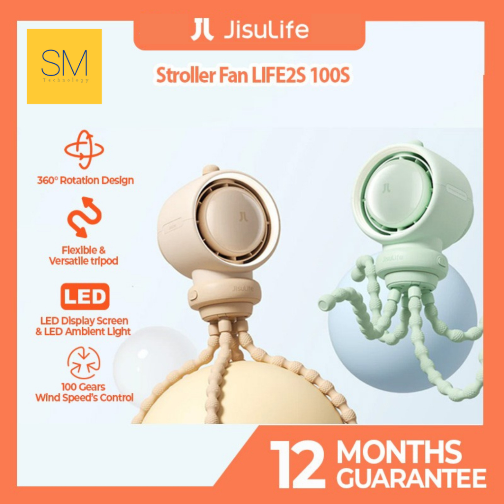 JISULIFE Stroller Fan Life2S 100S 5000 mAh | Portable Stroller Fan | Kipas Gurita | Kipas Portable