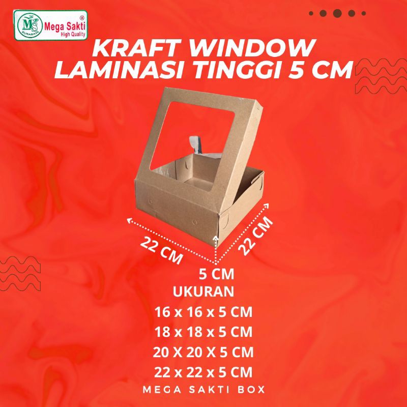 

(ISI 10 PCS) DOS / DUS KUE KRAFT WINDOW LAMINASI TINGGI 5 CM UK 16 CM, 18 CM, 20 CM, 22 CM / KARTON BOX / HAMPERS BOX