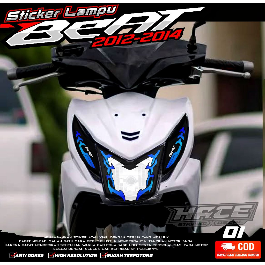KODE 01 STIKER VARIASI ALIS LAMPU MOTOR BEAT FI - STIKER ALIS LAMPU BEAT FI MOTIF AKAR