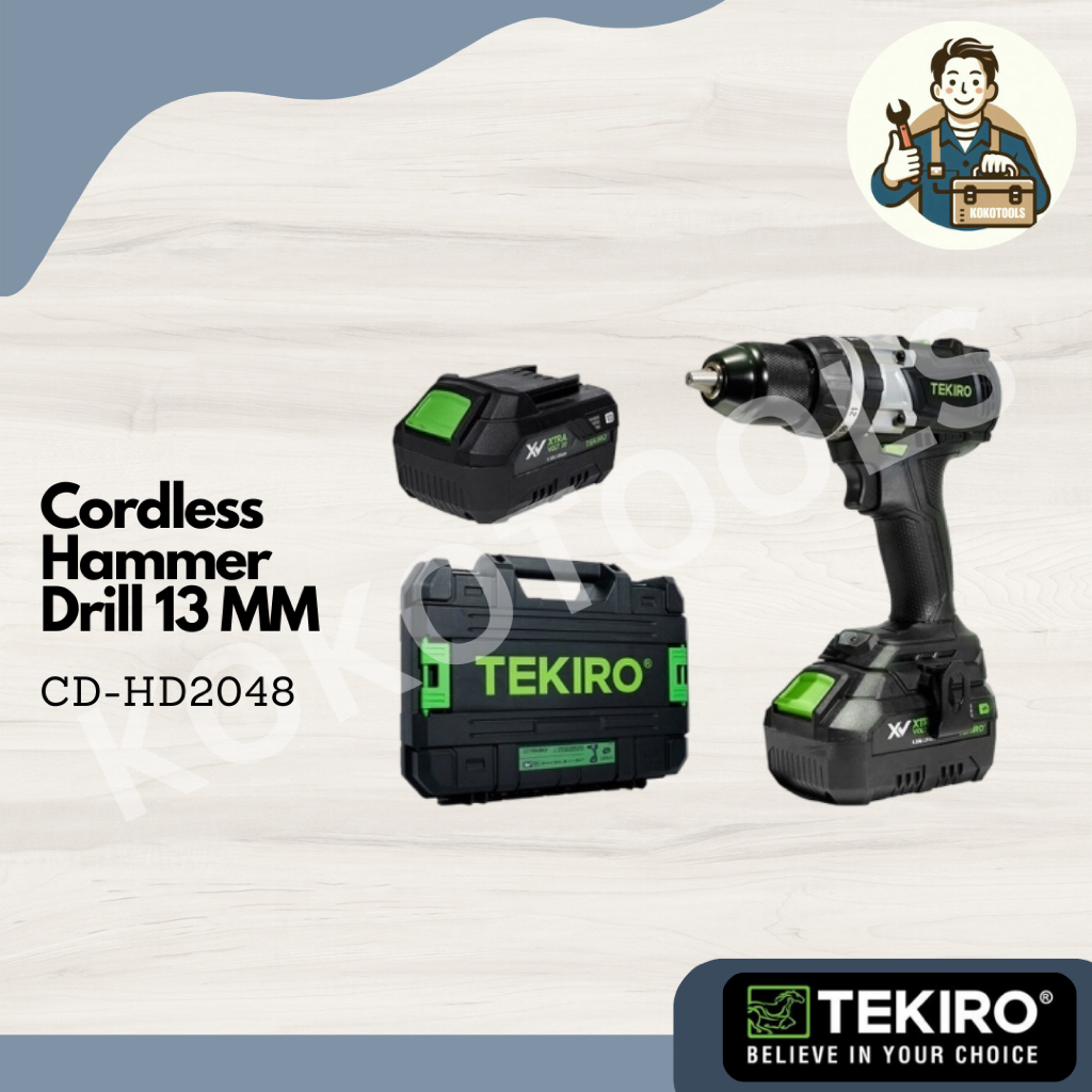Bor Impact Cordless Hammer Drill 13 MM XV 20V Brushless Tekiro