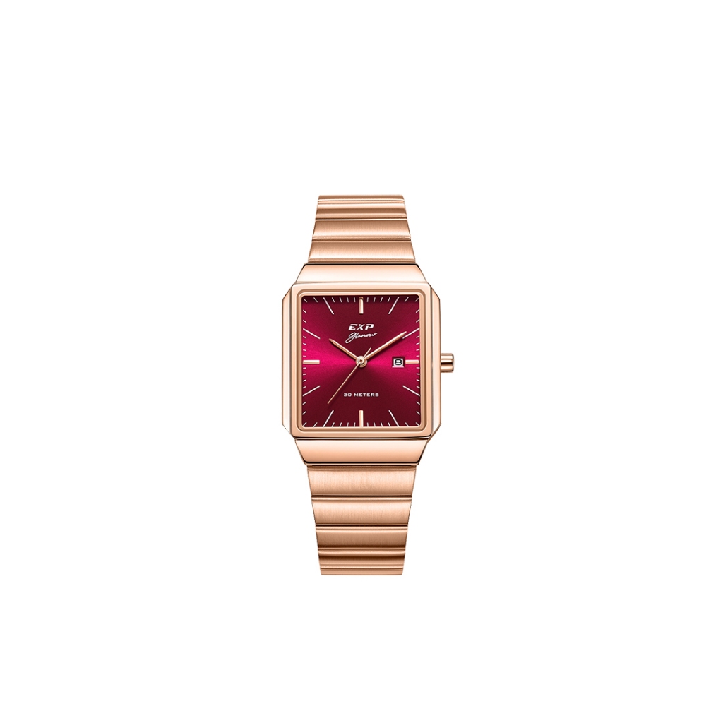 Jam Tangan Expedition Classic Women Quartz Band Rose Gold Red 28x37mm - E6854LDBRGRE