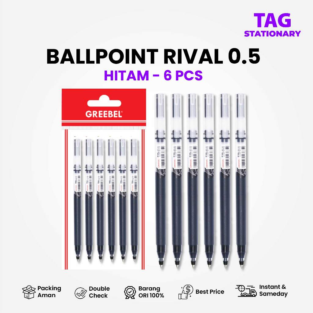 

GREEBEL PULPEN GEL / Gel Pen Rival GP-502 0.5 Hitam (6PCS/SET) / Ballpen Gel Ballpoint Bolpen Bolpoin Pena Gel / Timur Agung Grosir