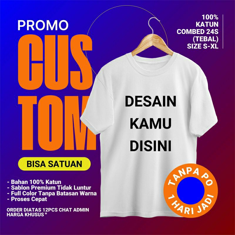 Kaos Custom Desain Suka-Suka 100% Katun Combed 24s Tebal Sablon Nama Poto Couple