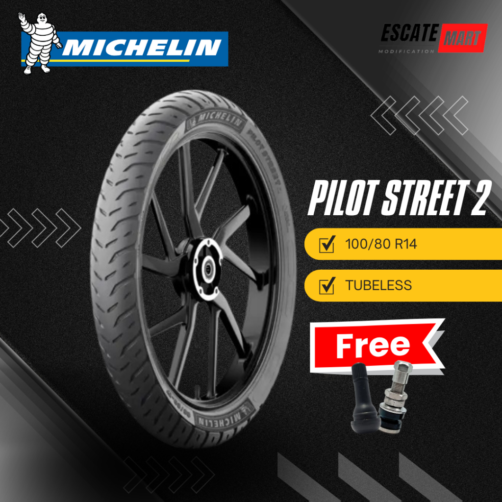 Michelin Pilot Street 2 100/80-14 Tubeless - Ban Motor Michelin Pilot Street 2 100/80 Ring 14 Tubele
