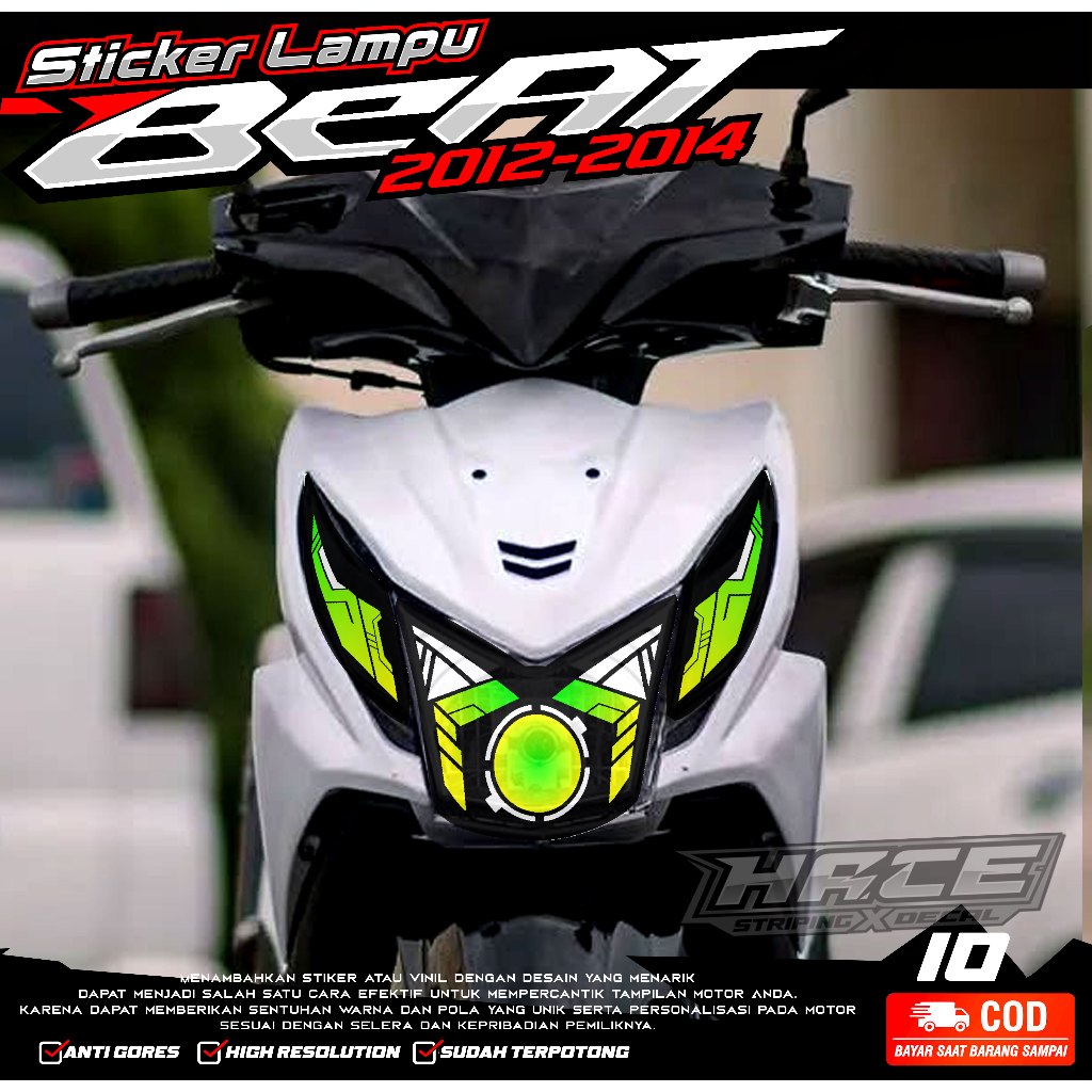 KODE 10 STIKER VARIASI LAMPU MOTOR BEAT FI - STIKER ALIS LAMPU DEPAN BEAT FI PREMIUM GRAFIK