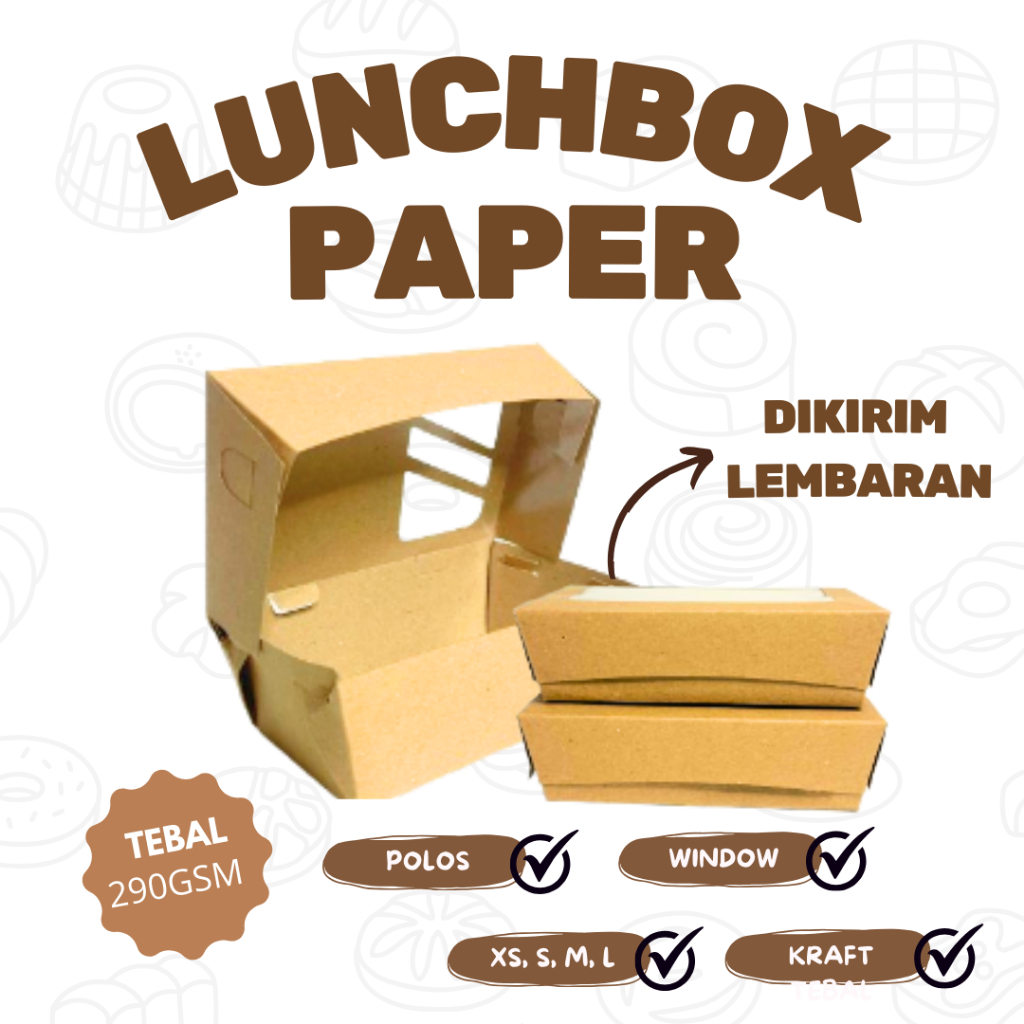Kotak Makan Kertas Paper Lunch Box Motif lunch box kraft Makanan Kraft 290gsm